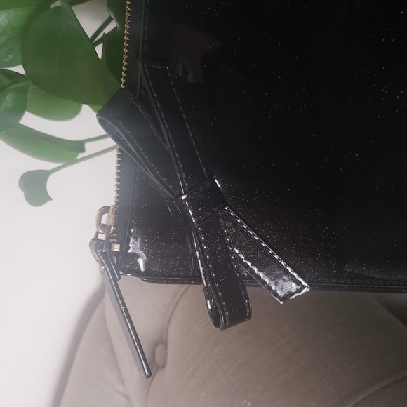 Kate Spade Georgie Glitter Bug Bow Patent Leather Zip Pouch Clutch Bag - Picture 4 of 7